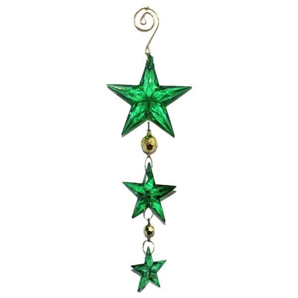Χριστουγεννιάτικα Ακρυλικά Αστεράκια, Πράσινα με Χάντρες (18cm)